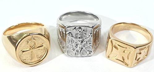 3 Religieuze ringen - Egyptische Kruis, Legioen Kruis en, Antiek en Kunst, Antiek | Boeken en Bijbels