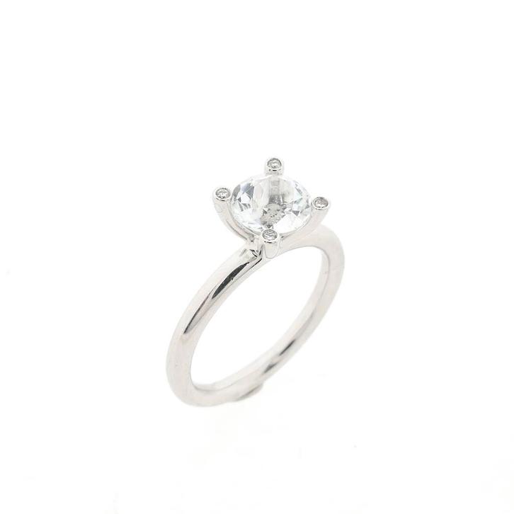 Witgouden Phlox ring gezet met Lemonquartz en diamant;..., Sieraden, Tassen en Uiterlijk, Ringen, Dame, Met edelsteen, Overige kleuren