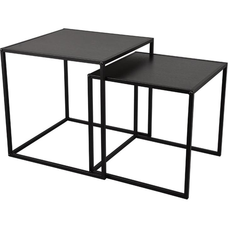 Bijzettafelset van 2 - Trion Hidde - Consoletafels - Zwart -, Huis en Inrichting, Tafels | Eettafels, Nieuw, Metaal, Ophalen of Verzenden