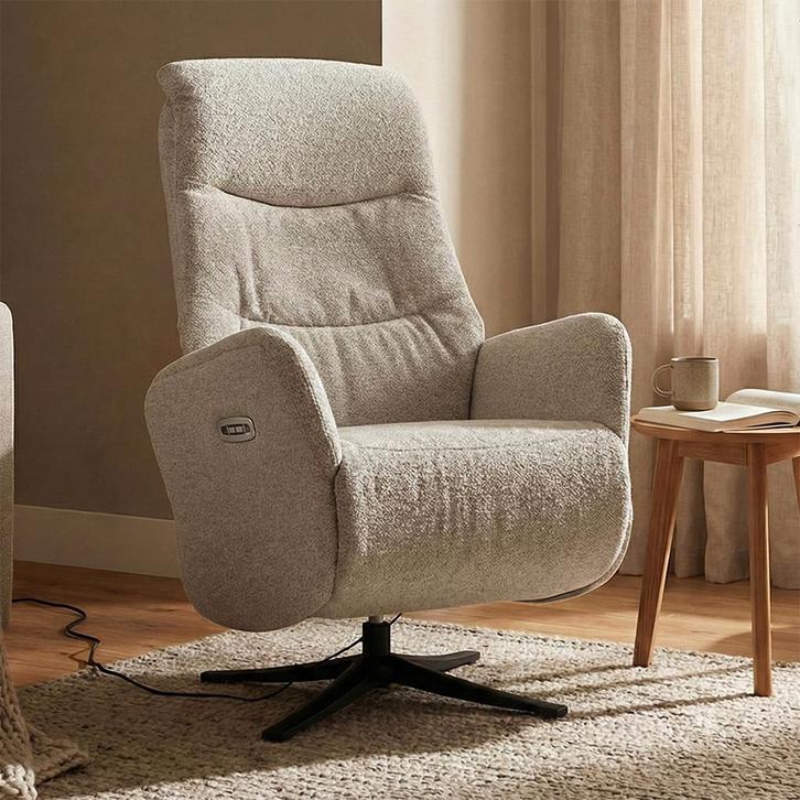 *WOONWINKEL* Elektrisch Verstelbare Stoel Lichtgrijze Stof, Huis en Inrichting, Fauteuils, Nieuw, Stof, Verzenden