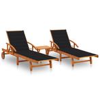 vidaXL Ligstoelen 2 st met tafel en kussens massief, Verzenden, Nieuw