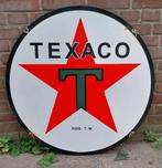 Texaco Logo Dubbelzijdig Vintage Emaille Bord - Ø76cm, Ophalen, Gebruikt