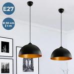 Hanglamp Industrieel - E27 Fitting - 2 stuks - Zwart - Jago, Verzenden, Zo goed als nieuw