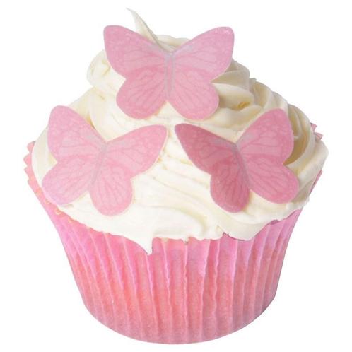 Culpitt Ouwel Vlinders Roze 23x30mm 42st., Hobby en Vrije tijd, Taarten en Cupcakes maken, Nieuw, Verzenden