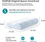 2dekans | TEMPUR Original Queen Small SmartCool Hoofdkussen, Ophalen of Verzenden, Zo goed als nieuw, Wit