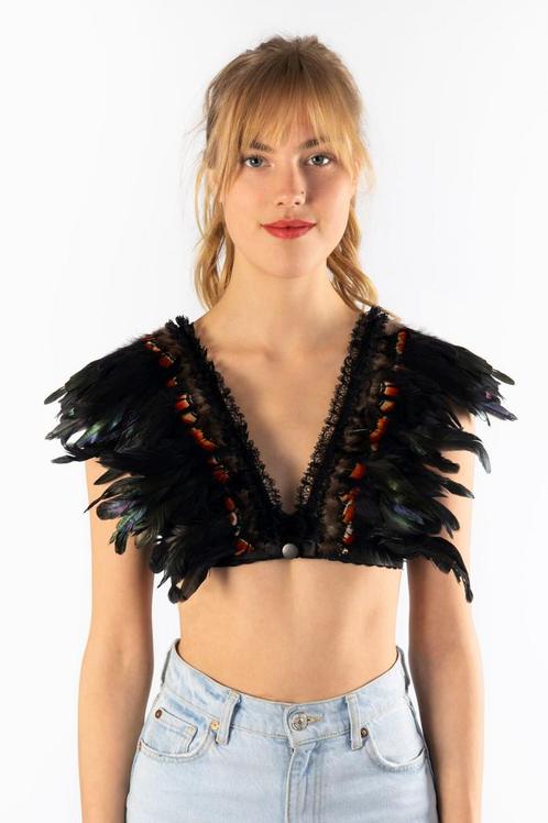 Top met Veren Zwart Bruin XS S M Verentop Steampunk Topje Ve, Kleding | Dames, Carnavalskleding en Feestkleding, Kleding, Nieuw