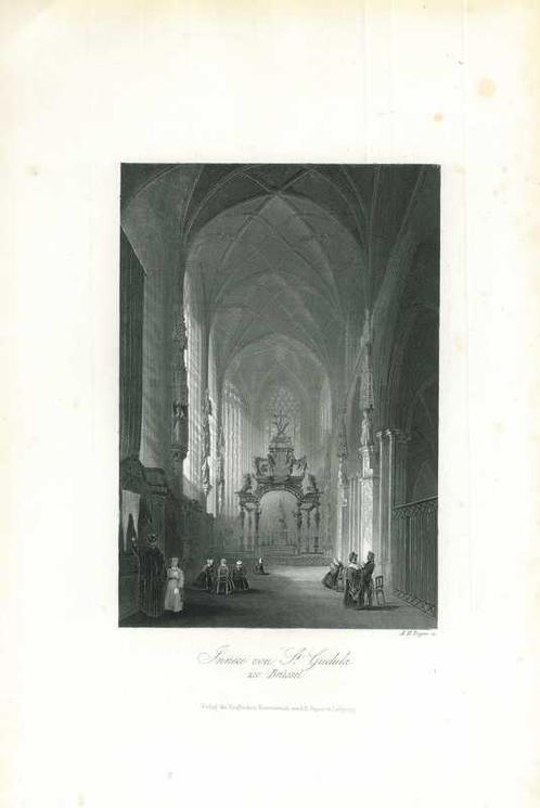 Zicht op Brussels, Antiek en Kunst, Kunst | Etsen en Gravures