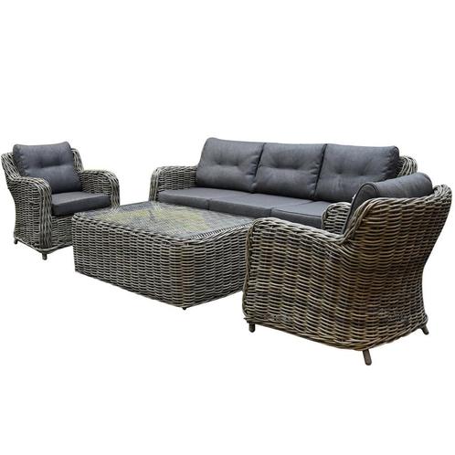 Barakaldo stoel bank loungeset 4 delig bruin grijs wicker, Tuin en Terras, Tuinsets en Loungesets, Nieuw, Wicker, Ophalen of Verzenden