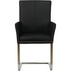 Set van 6 zwarte leren eetkamerstoelen Nina, Ophalen of Verzenden, Nieuw, Leer, Eén