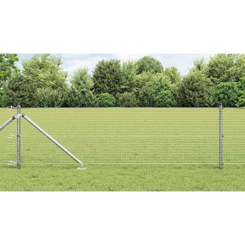 vidaXL Hecke met palen Zilver 0.6 x 100 m Staal, Tuin en Terras, Schuttingen, Nieuw, IJzer, Verzenden