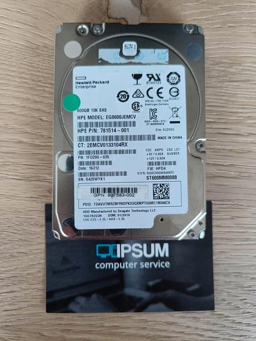 HP 600GB 10k SAS schijf 781514-001, Computers en Software, Harde schijven, Refurbished, Ophalen of Verzenden