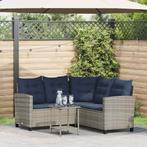 vidaXL Tuinbank met tafel en kussens L-vormig poly rattan, Verzenden, Nieuw, Rotan