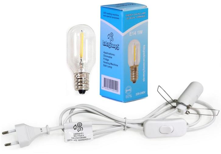 E14 Fitting, Kabel 1.8mtr, LEDLAMP (o.a. voor Zoutlamp) -..., Huis en Inrichting, Lampen | Tafellampen, Nieuw, Ophalen of Verzenden
