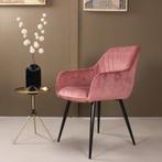 Eetkamerstoel met armleuning | Velvet | Roze | DS4U Gaby, Huis en Inrichting, Stoelen, Ophalen of Verzenden, Nieuw
