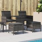 vidaXL Tuinbank 2-zits met tafel en voetenbanken poly rattan, Tuin en Terras, Verzenden, Nieuw, Rotan