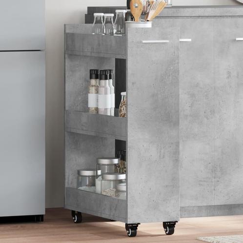vidaXL Kast met wieltjes 60x22x79 bewerkt hout betongrijs, Huis en Inrichting, Kasten | Overige, Nieuw, Verzenden