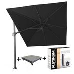Challenger T2 zweefparasol 350x260 cm zwart  met, Tuin en Terras, Parasols, Ophalen of Verzenden, Nieuw