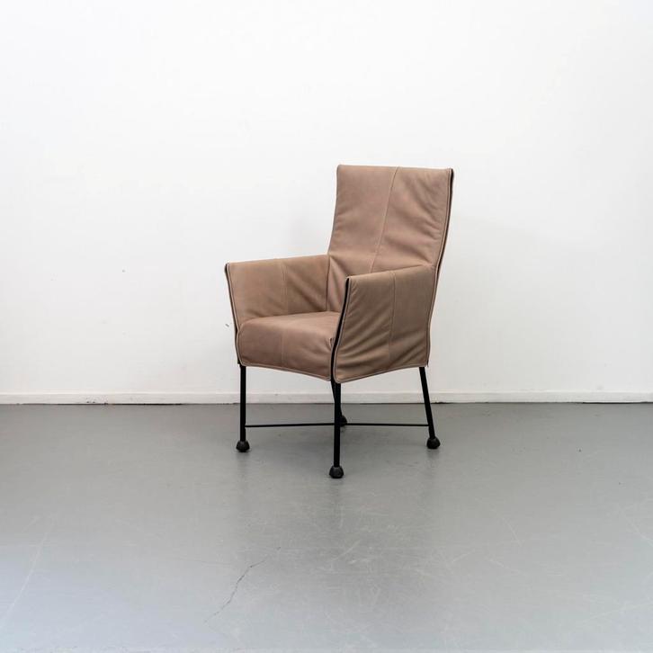 6x Montis Chaplin Stoel Tobago Leer Steel - Zwart/Dop, Huis en Inrichting, Stoelen, Overige kleuren, Zo goed als nieuw, Leer, Metaal