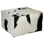 poef koehuid vierkant zwart/wit 50x50x30cm, Huis en Inrichting, Verzenden, Nieuw