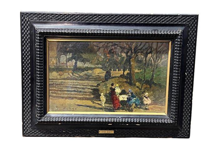 Erma Zago (1880-1942) - Giardino di Monte Merlo, Antiek en Kunst, Kunst | Schilderijen | Klassiek