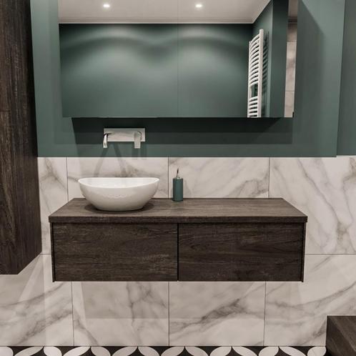 Badkamermeubel BWS Madrid Dark Brown 120 cm met Topblad en, Doe-het-zelf en Verbouw, Sanitair, Bad, Nieuw, Ophalen of Verzenden