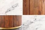 Ronde eettafel GATSBY 140 cm bruin goud mangohout wit, Ophalen of Verzenden, Nieuw