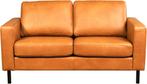 Cognac leren moderne 2-zitsbank - Granada leer Sahara (cogna, 150 tot 200 cm, Ophalen of Verzenden, Rechte bank, Modern