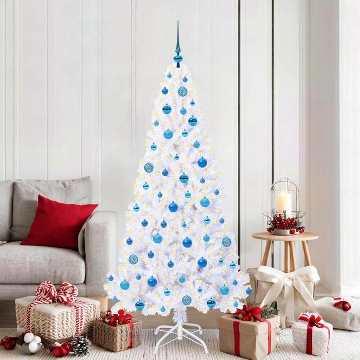 vidaXL Kunstkerstboom met 300 LED Wit 180 cm PVC en staal, Diversen, Kerst, Nieuw, Verzenden