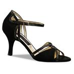 Tango, Salsa Dansschoenen Zwart - Suede - Glitter - Hak 7 cm, Verzenden, Nieuw