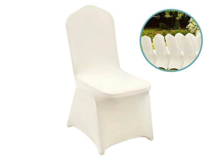 4 Spandex stoelhoezen - Ivoor Wit, Huis en Inrichting, Stoelen, Nieuw, Verzenden