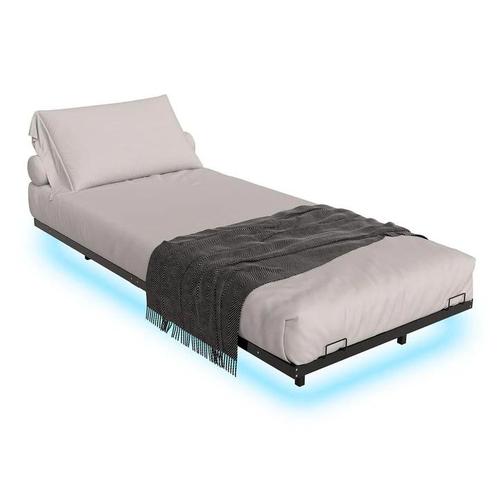 Metalen Bed Palamos - 90 x 200 cm - Incl. LED - zwart, Huis en Inrichting, Slaapkamer | Bedden, Nieuw, Verzenden