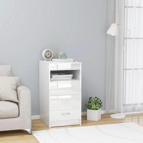 vidaXL Ladekast 40x50x76 cm bewerkt hout hoogglans wit, Huis en Inrichting, Kasten | Overige, Nieuw, Verzenden