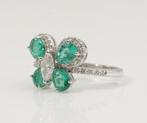 Cocktailring - 14 karaat Witgoud - 1.63ct. tw. Smaragd -, Sieraden, Tassen en Uiterlijk, Antieke sieraden