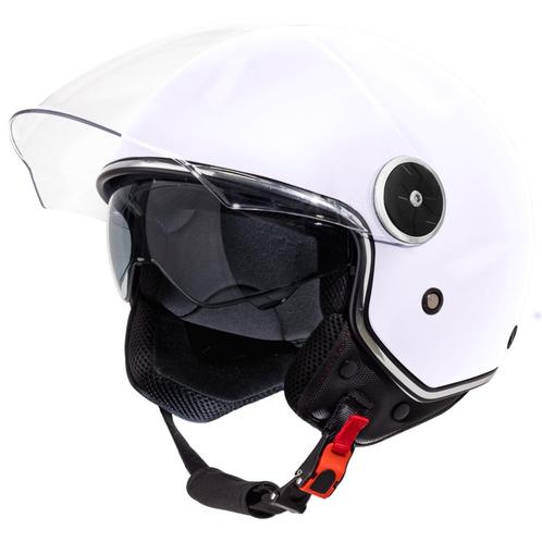 VINZ Tobia - Wit, Motoren, Kleding | Motorhelmen, M, Jethelm, Verzenden