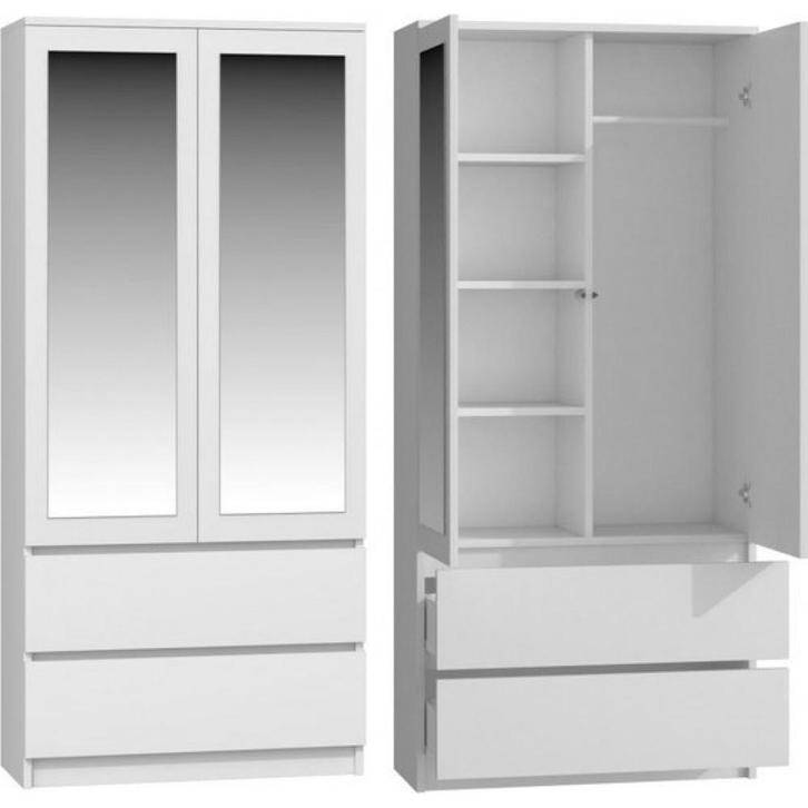 kledingkast Wit-kledingkast Met Spiegel (Kledingkasten), Huis en Inrichting, Kasten | Kledingkasten, 50 tot 75 cm, Met deur(en)