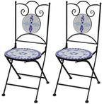 2x Tuinstoel Inklapbaar - Blauw/Wit - Tweedekansje!, Tuin en Terras, Ophalen of Verzenden, Nieuw, Metaal
