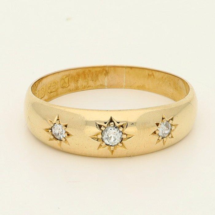 Ring - 18 karaat Geel goud - 0.14ct. tw. Diamant, Sieraden, Tassen en Uiterlijk, Ringen