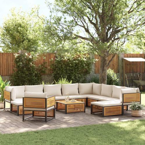 vidaXL 12-delige Tuinbankstel met kussens massief acaciahout, Tuin en Terras, Tuinsets en Loungesets, Nieuw, Hout, Verzenden