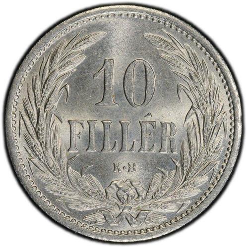 Hongarije. Franz Joseph I. 10 Filler 1908 - PCGS MS65 (TOP, Postzegels en Munten, Munten | Europa | Niet-Euromunten