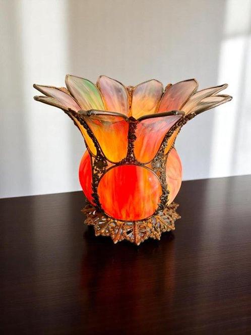 1900s Stained glass lamp Arts & Crafts - Tafellamp - Glas,, Antiek en Kunst, Curiosa en Brocante