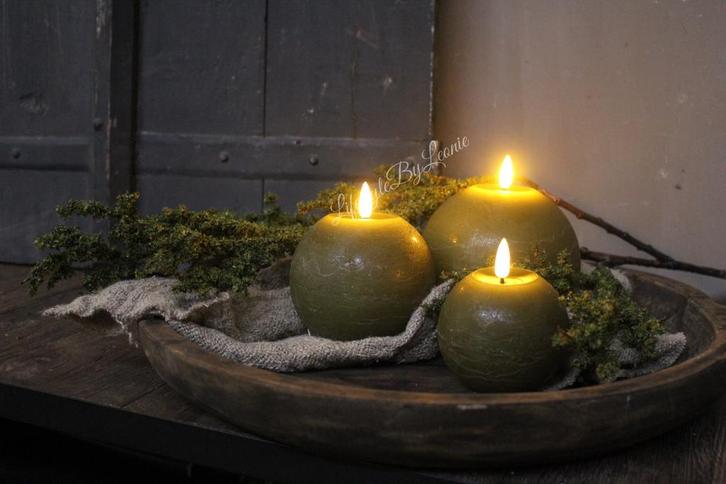 LED bol kaars groen M, Huis en Inrichting, Woonaccessoires | Kandelaars en Kaarsen, Nieuw, Ophalen of Verzenden