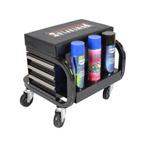 Verrijdbare werkplaatskruk - monteurskruk op wielen zwart, Ophalen of Verzenden, Nieuw