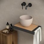 Toiletmeubel frame zwart plateau eiken inclusief waskom mini, Verzenden, Nieuw