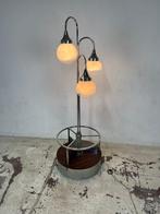 Staande lamp - Glas, Chroom, Hout - Lamp met drie lampen met, Antiek en Kunst