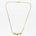 Ketting met hanger - 18 karaat Geel goud Saffier - Diamant, Sieraden, Tassen en Uiterlijk, Antieke sieraden