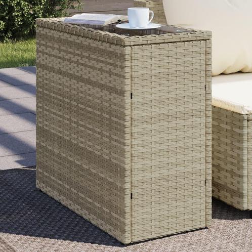 vidaXL Tuinbijzettafel glasblad 58x27,5x55 cm poly rattan, Tuin en Terras, Tuintafels, Nieuw, Verzenden