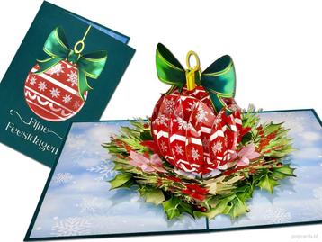 Prachtige Pop-up Kerstkaart met Versierde Kerstbal beschikbaar voor biedingen