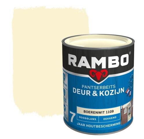 Rambo Pantserbeits Deur & Kozijn Dekkend Boerenwit 0.75L, Doe-het-zelf en Verbouw, Verf, Beits en Lak, Beits, Wit, Nieuw, Minder dan 5 liter