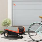 vidaXL Fietstrailer 30 kg ijzer zwart en oranje, Fietsen en Brommers, Fietsaccessoires | Aanhangers en Karren, Verzenden, Nieuw