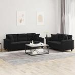 vidaXL 2-delige Loungeset met kussens microvezelstof zwart, Verzenden, Nieuw, Vierpersoons of meer, Stof